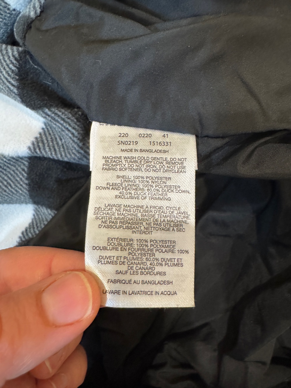 Columbia Infant snow suit - Black & White Buffalo Check Lining - Picture 4 of 4